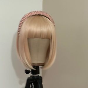 Short bob with bang blonde synthetic